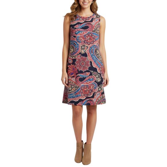 Tommy Hilfiger Black Paisley Stretch Sheath Midi Dress Sz 2 - Picture 2 of 9